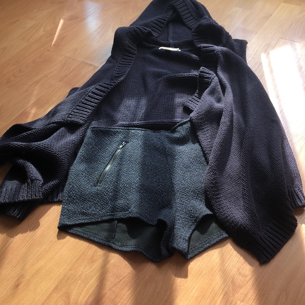 High waisted knit shorts black/ blue
